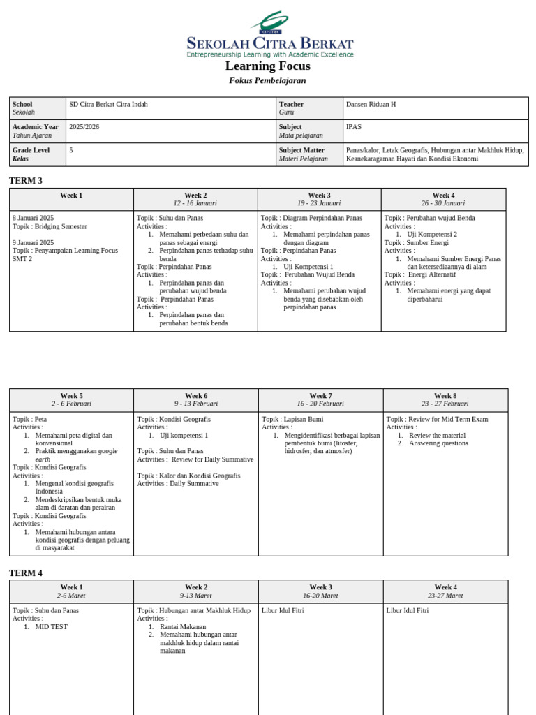 Learning Focus IPAS Grade 5 SMT 2 - Template 25 - 26 | PDF