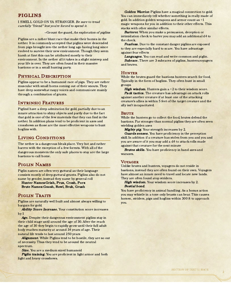 Minecraft Nether Homebrew - The Homebrewery | PDF