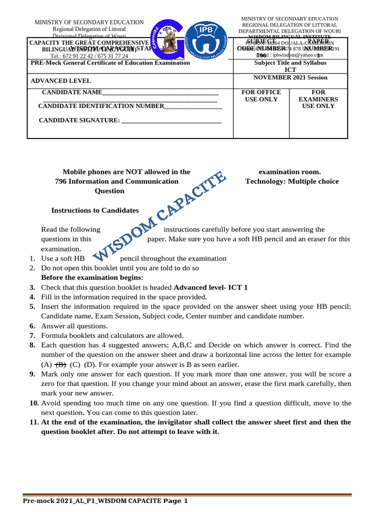 Ict A-Level Pre-Mock Wisdom p1 | PDF | Computer Network | Computer Data ...