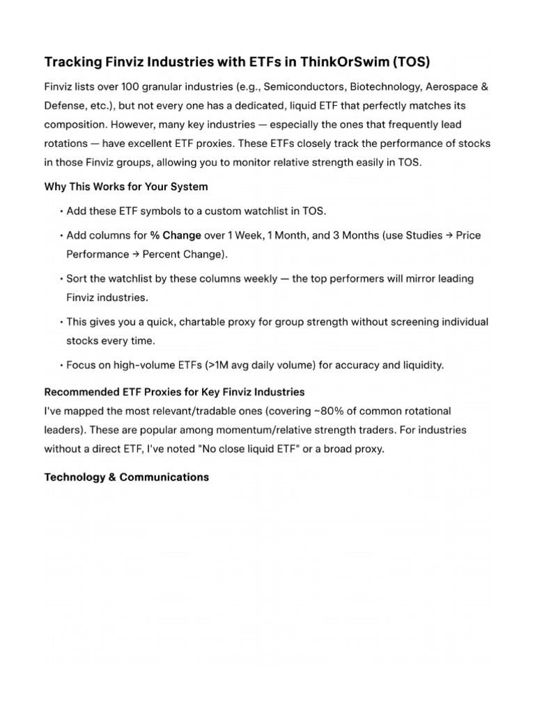 Industries Etf in Tos | PDF