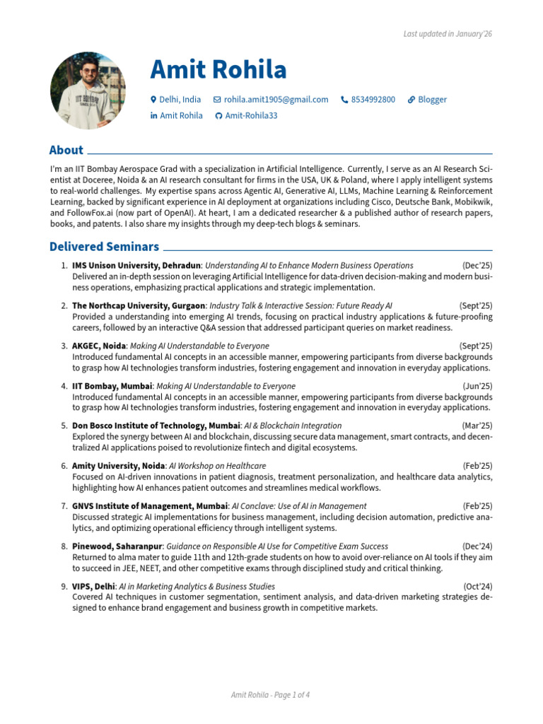 Amit Rohila Seminars CV | PDF | Artificial Intelligence | Intelligence ...