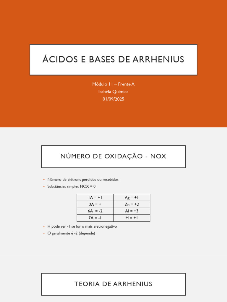 Ácidos e Bases de Arrhenius | PDF | Eletrólito | Ácido