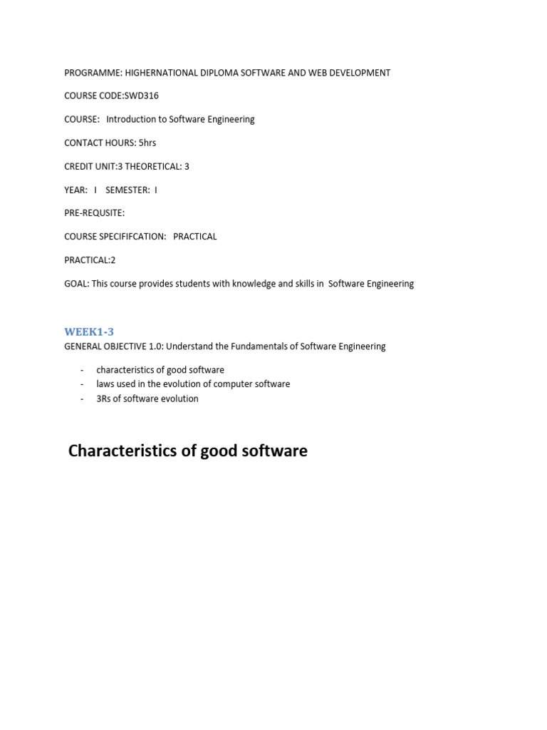 SWD 316 Introduction To Software Eng. Practical | PDF | Software ...