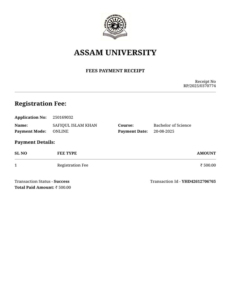 Fee Receipt (2) | PDF