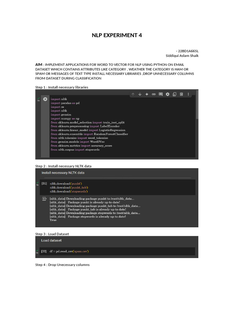 Nlp Experiment 4 | PDF