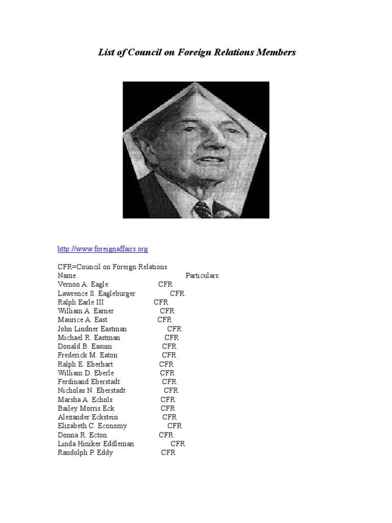 Council on Foreign Relations Members List | PDF