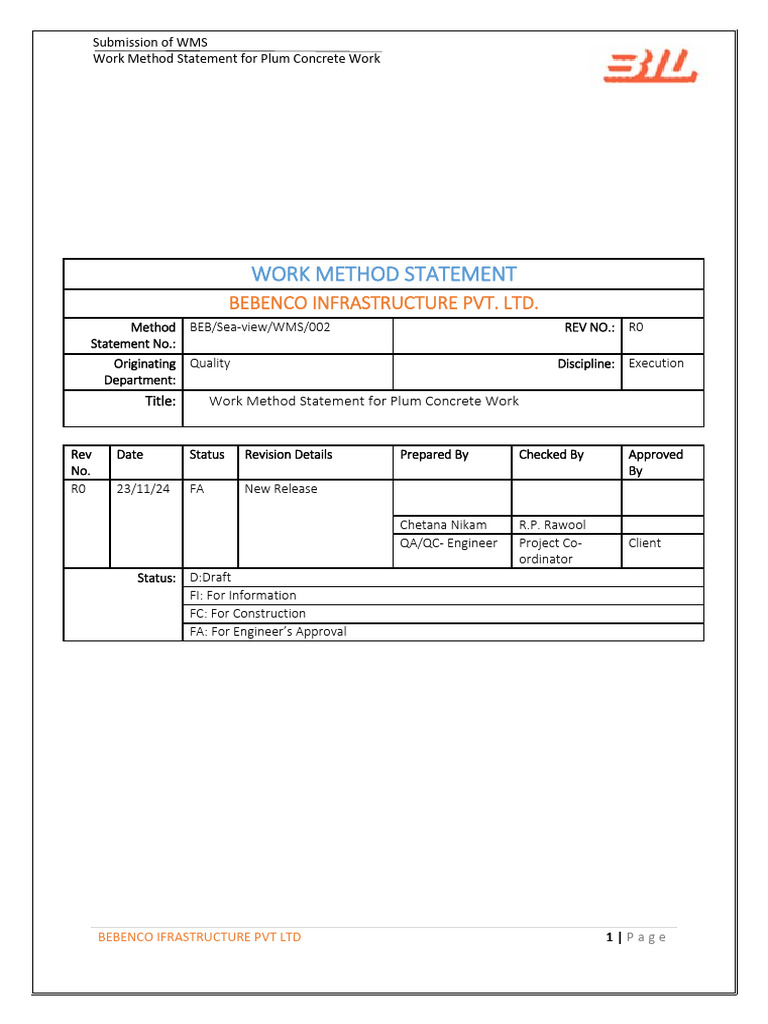 02. PLUM CONCRETE WORK | PDF | Concrete | Building Materials