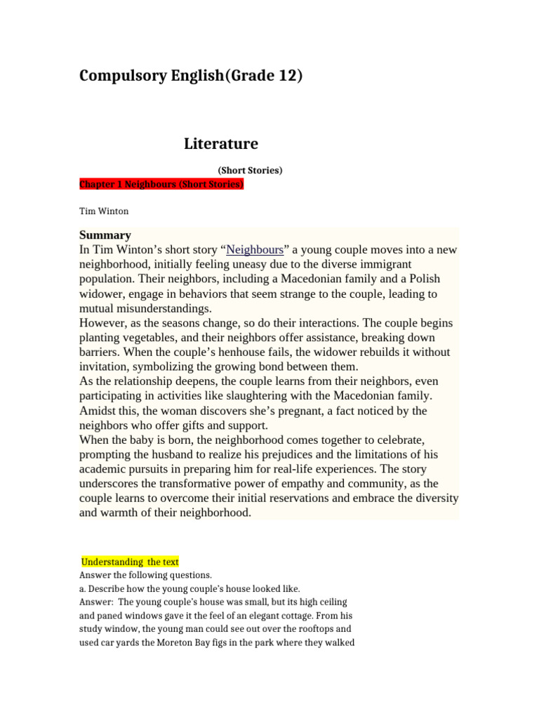 Class 12 C.english Literature | PDF | Love | Multiculturalism