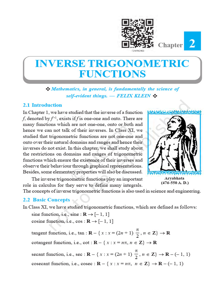 CBSE Class 12 NCERT Book For Maths 14 Apr Part 1 Inverse Trigonometric ...