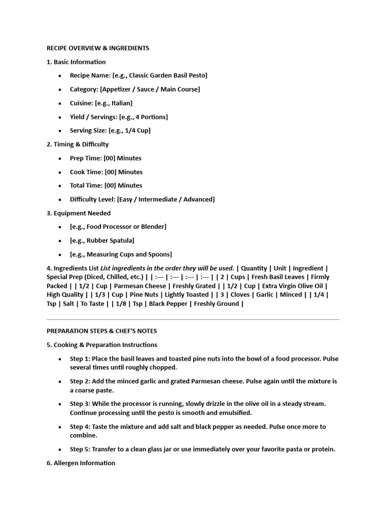 Recipe Overview & Ingredients | PDF