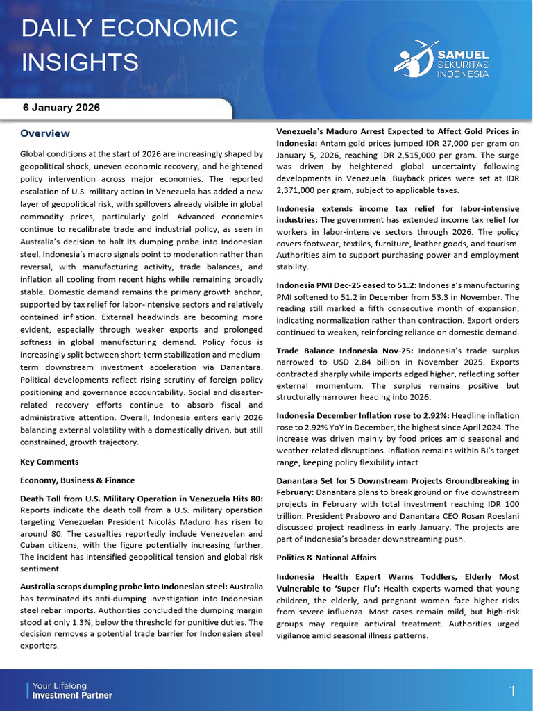 Daily-Economic-Report 06012026 EN | PDF | Indonesian Rupiah | Inflation