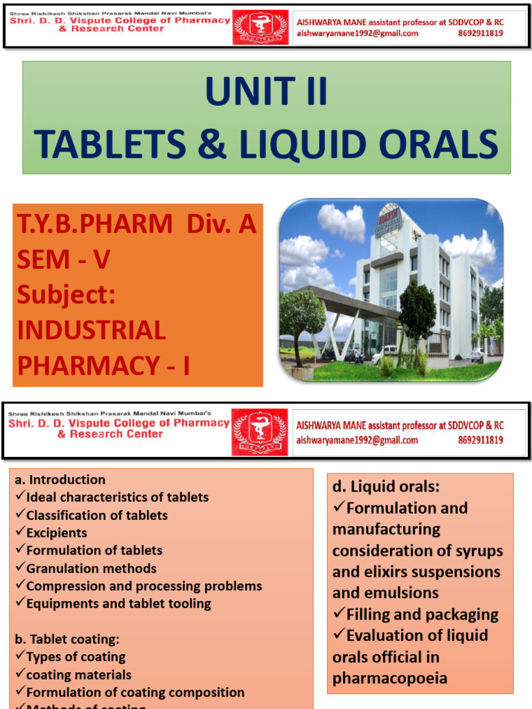 Unit Ii Tablets & Liquid Orals PDF | PDF | Tablet (Pharmacy ...