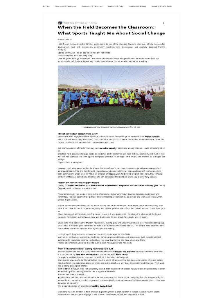 When the Field Becomes the Classroom: What Sports Taught Me About ...