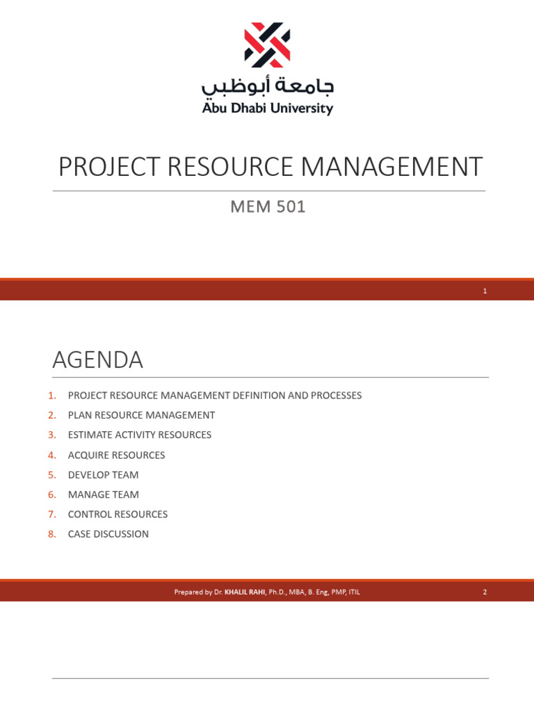 Lecture 5 MEM 501 - Project Resource Management | PDF | Project ...