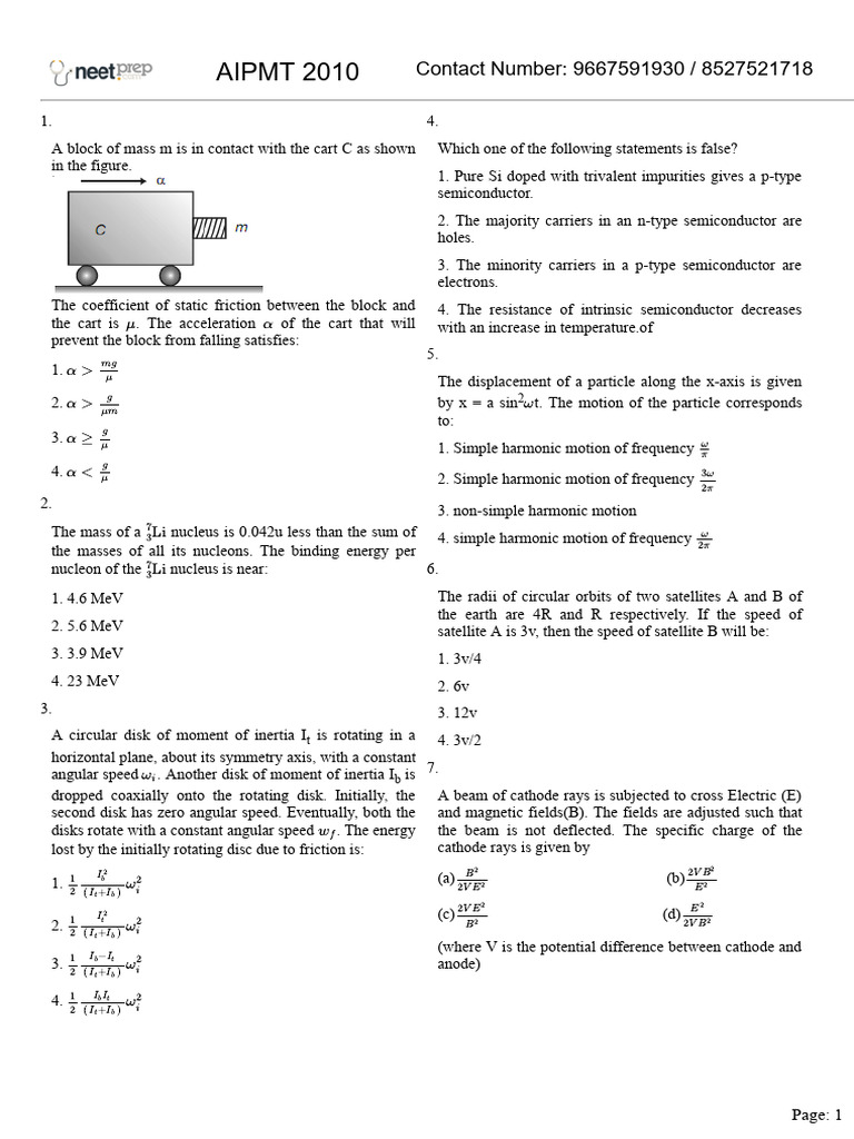AIPMT 2027 Exam | PDF | Semiconductors | Chemistry