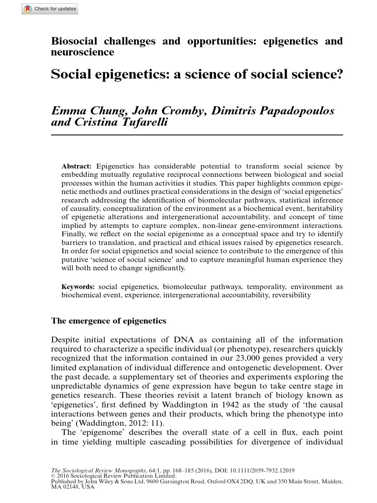 Social Epigenetics | PDF | Epigenetics | Histone