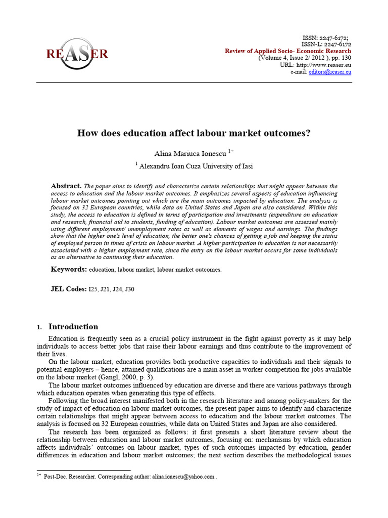 Does Education Effect Labour Market | PDF | Principal Component ...