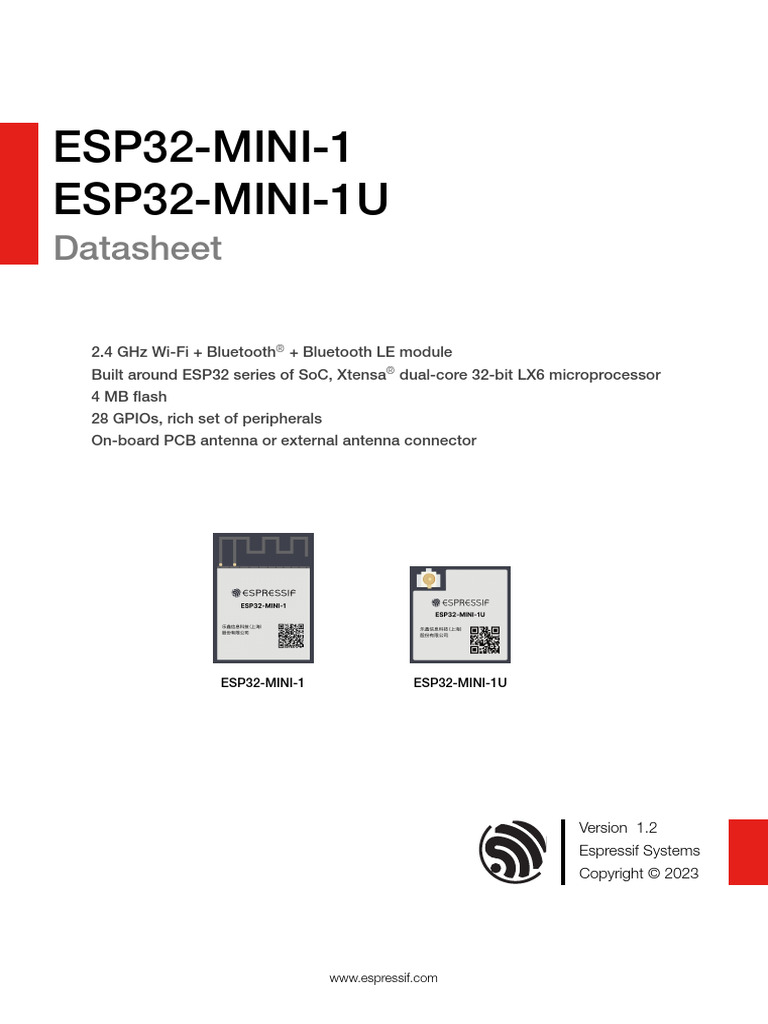 Esp32 Mini 1 Datasheet en | PDF | Bluetooth | Microcontroller