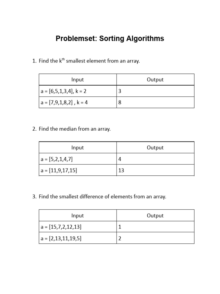 DSA 1 ProblemSet Sorting | PDF