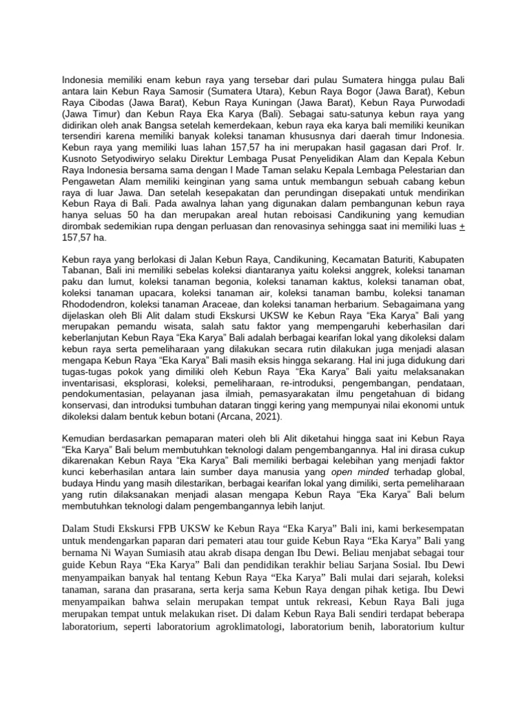Kebun Raya Bali | PDF