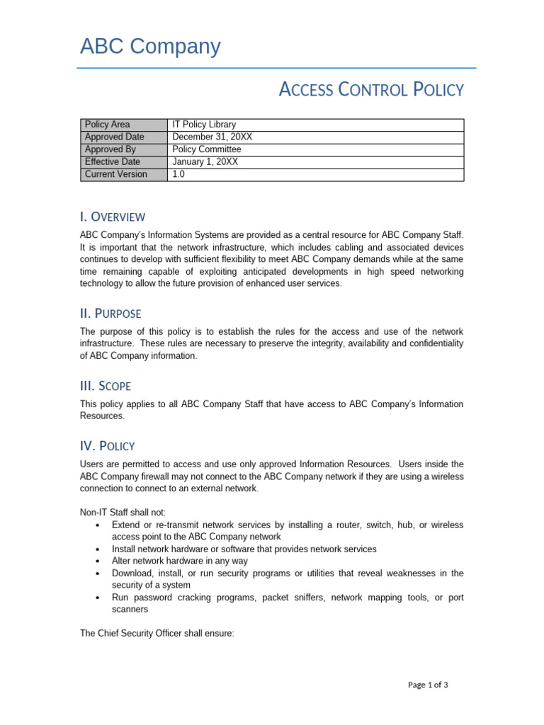 Access Control Policy | PDF | Computer Network | Information