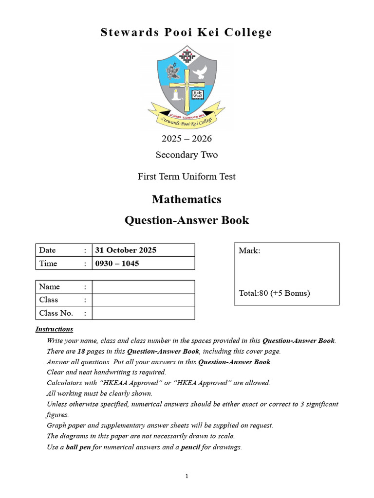 2526 UT1 Mathematics S2 Question Paper V3 | PDF | Elementary Geometry ...