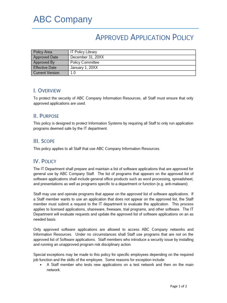 Approved Application Policy | PDF | Application Software | Computing
