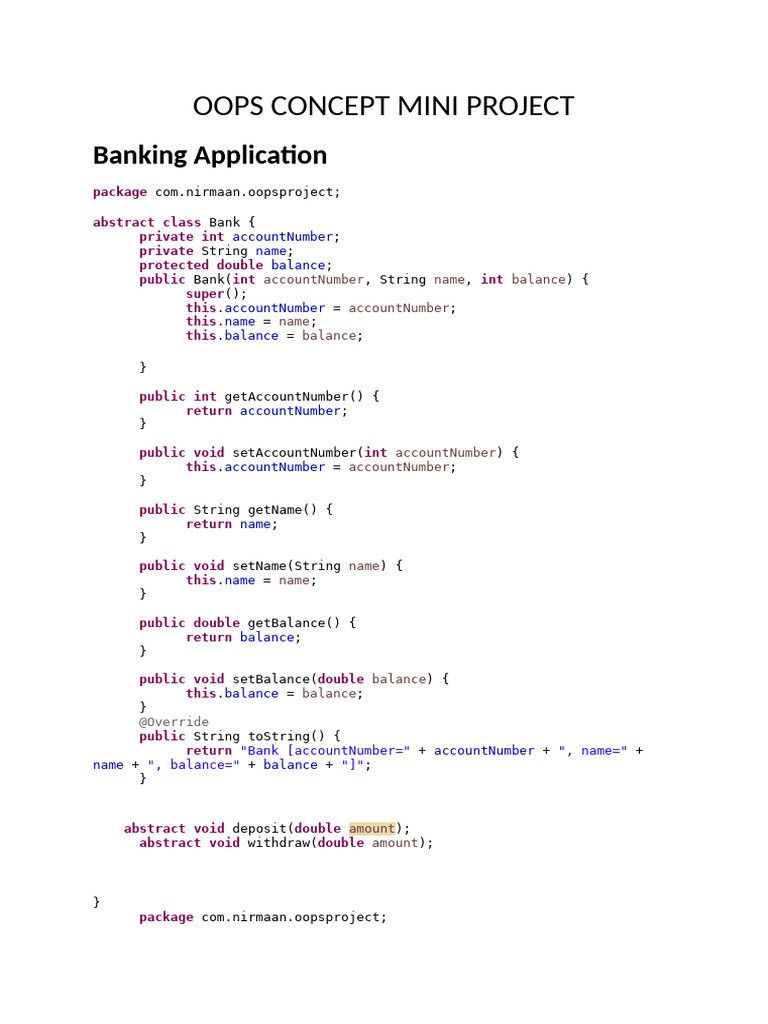 Banking Application Mini Project (Kalyani | PDF | Computer Programming ...