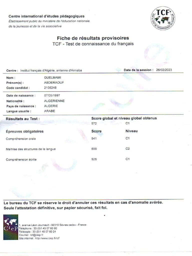 Test TCF | PDF