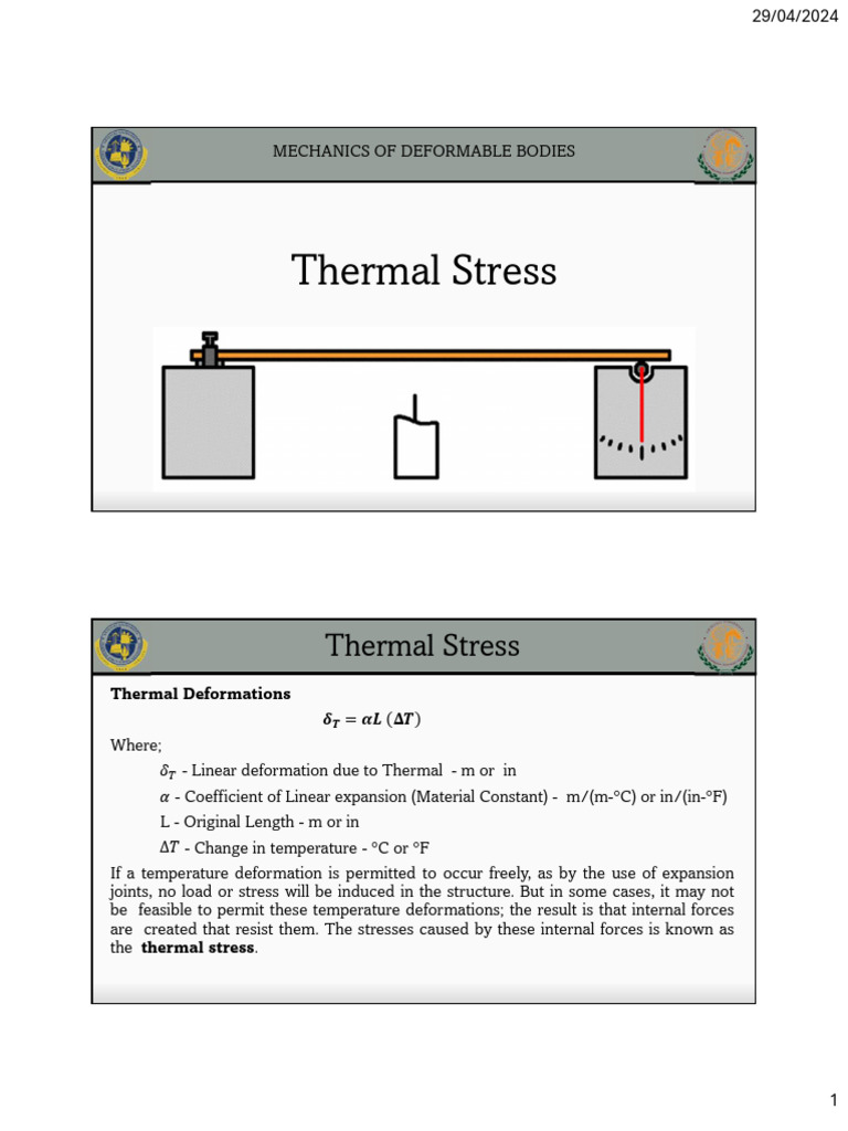 Hand Out Thermal Deformation | PDF | Deformation (Engineering) | Stress ...