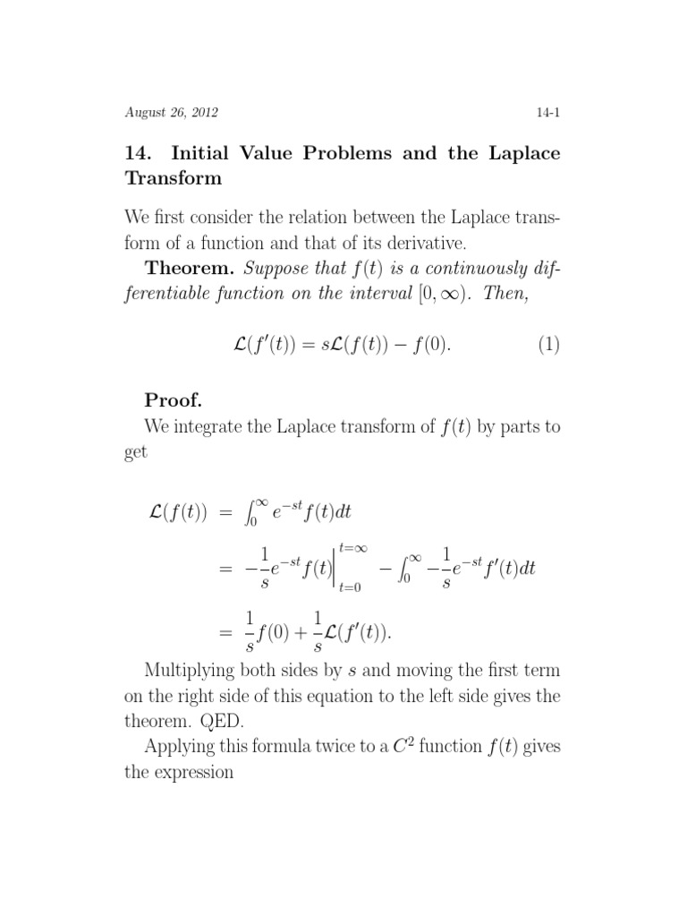lec_14 (1) | PDF | Laplace Transform | Equations