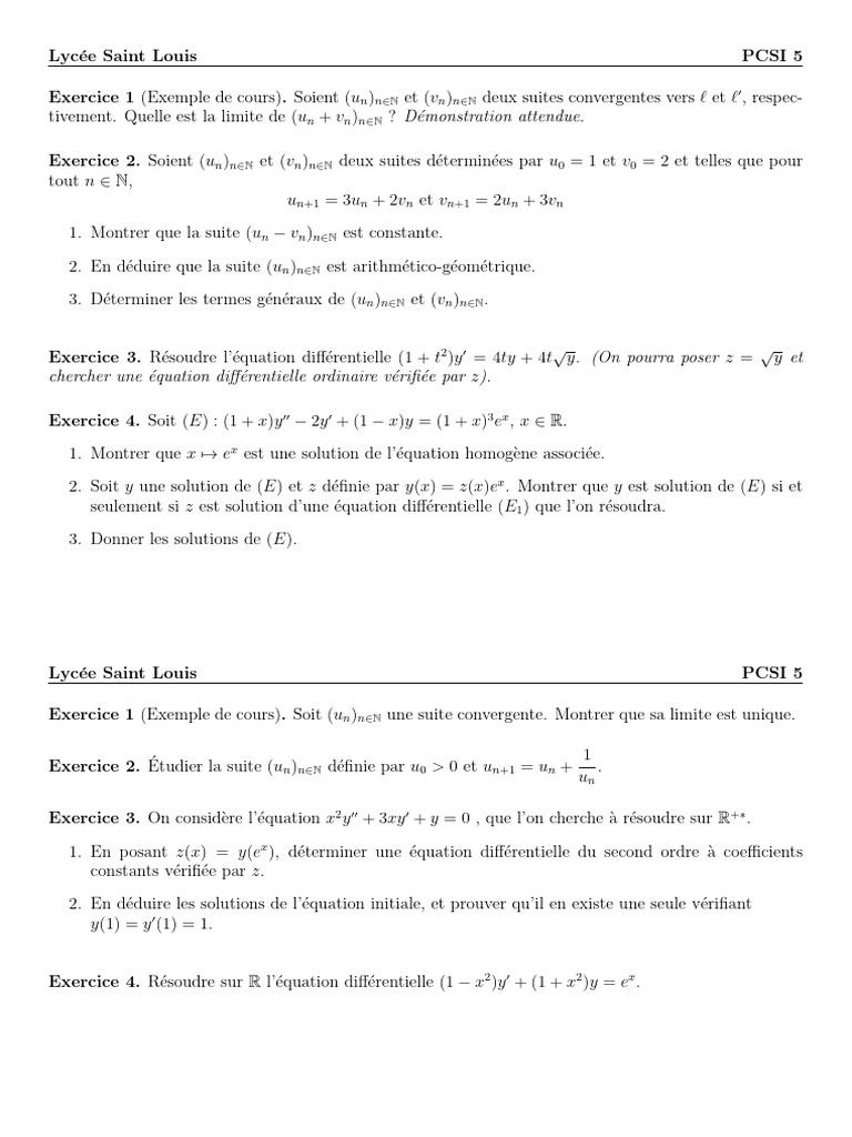 Colle 9 | PDF | Mathématiques | Analyse mathématique