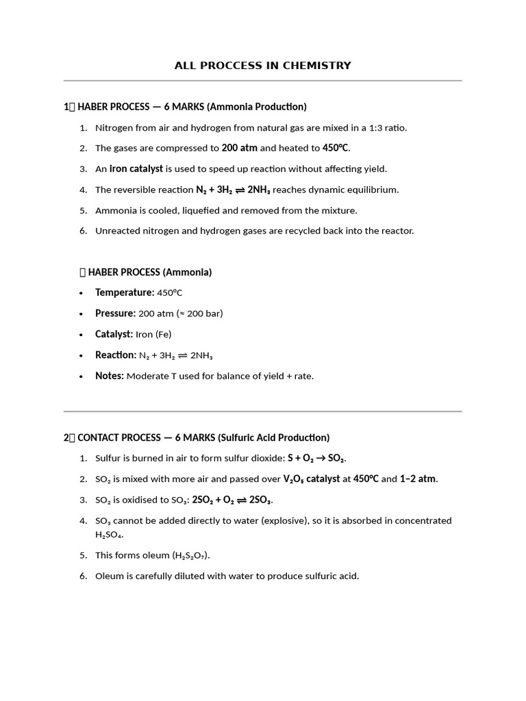 All Proccess in Chemistry | PDF | Ethanol | Sulfuric Acid