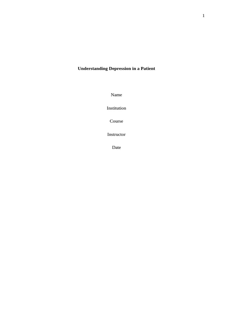 Understanding Depression in A Patient | PDF | Major Depressive Disorder ...