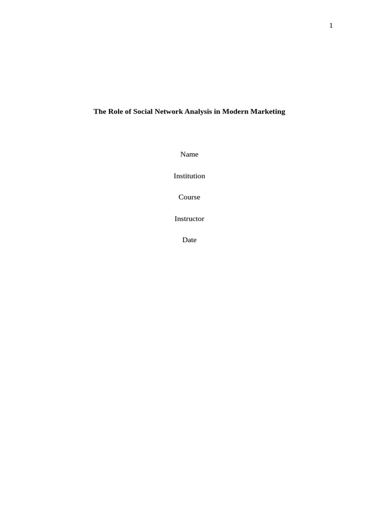 The Role of Social Network Analysis in Modern Marketing | PDF ...