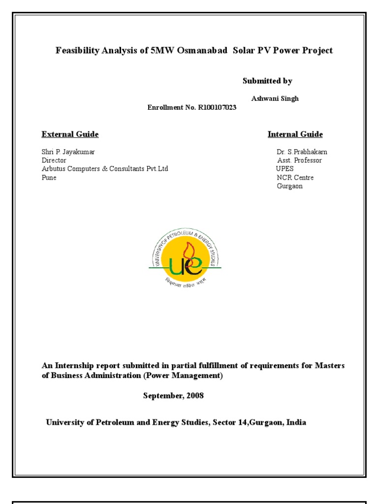 Feasibility Study for 5MW Solar Project | PDF | Solar Power | Photovoltaics