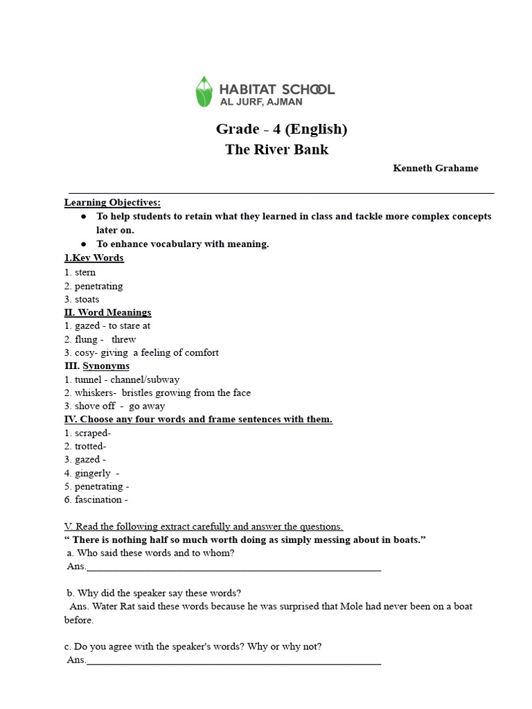 L1- The River Bank .Docx | PDF