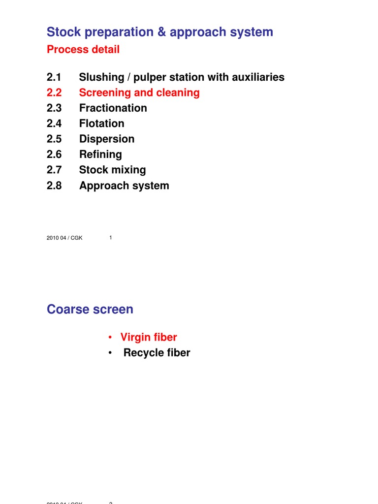 2 Stock Preparation & Approach System | PDF | Pulp (Paper) | Multistage ...