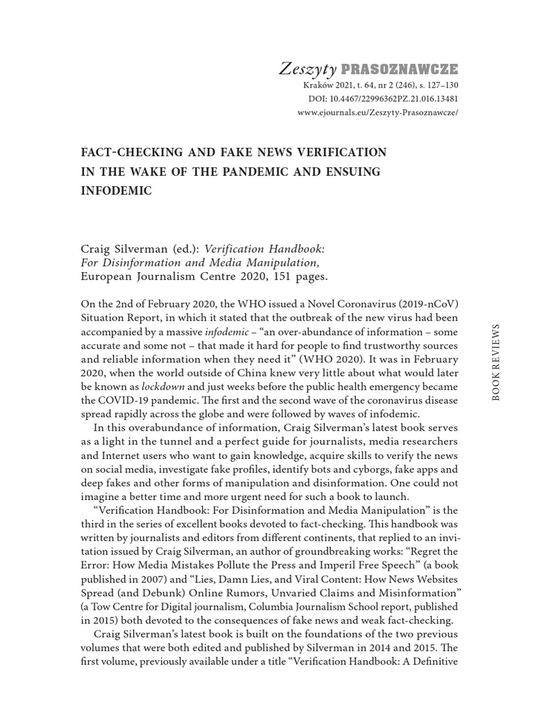 Bibliografia p Fact Checking and Fake News Verification in the Wake of ...