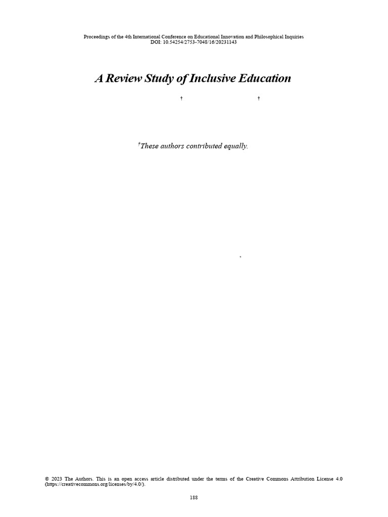 A Review Study of Inclusive Education | PDF | Inclusion (Education ...