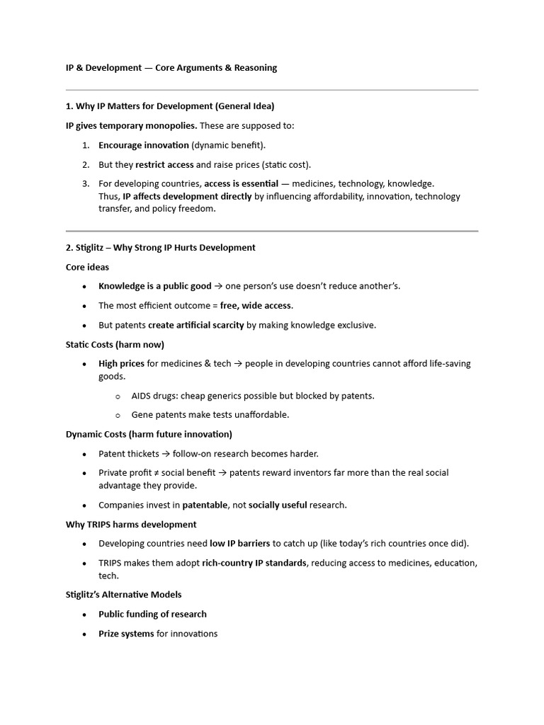 Ip and Development | PDF | Intellectual Property | Trips Agreement