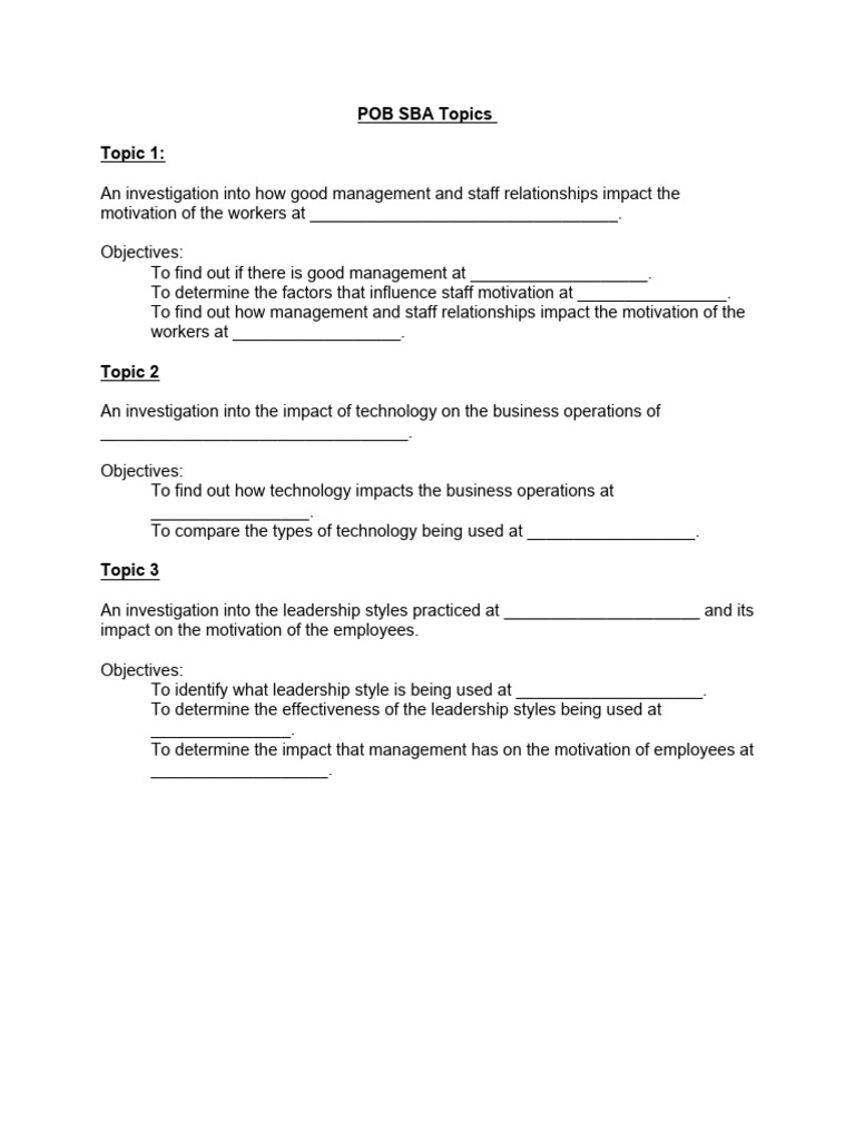 Pob Sba Topics 2025:2026 | PDF