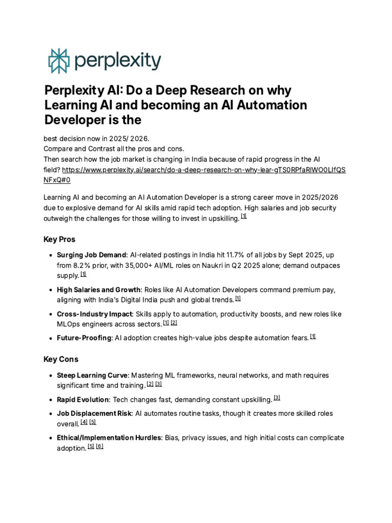 Perplexity AI_ Do a Deep Research on Why Learning | PDF | Artificial ...