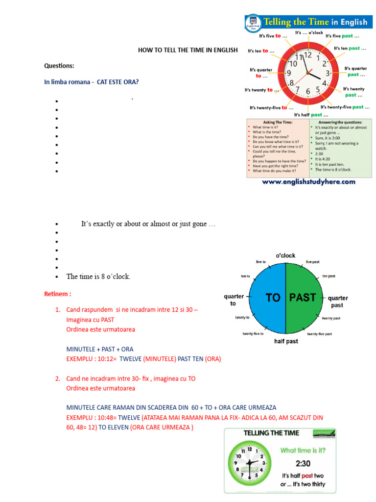How To Tell The Time in English-1 | PDF