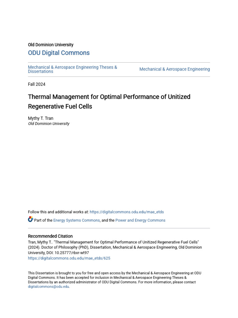 Thermal Management For Optimal Performance of Unitized Regenerati | PDF ...