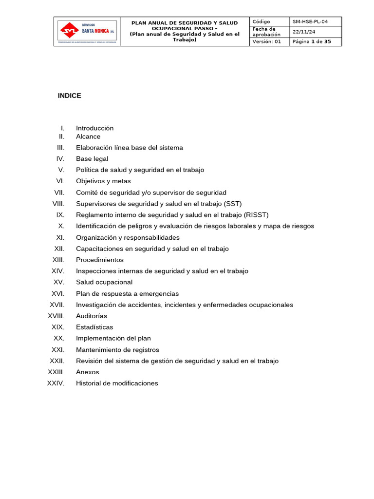 Plan Anual SSOMA - SM | PDF | Seguridad y salud ocupacional | La seguridad