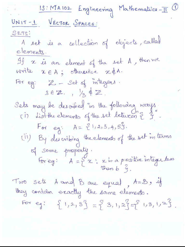 MA102 Unit 1 Week1and2 Notes | PDF