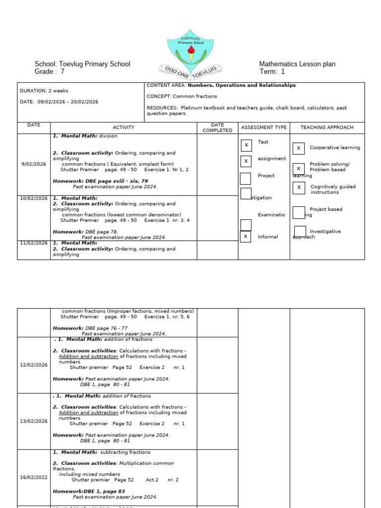 Maths Lesson Plan Term 1 Week 5-6 | PDF | Pedagogy | Teaching