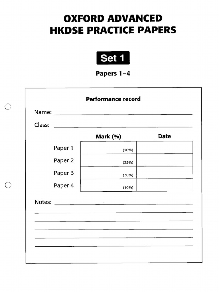 Oxford Advanced HKDSE Practice Papers Set 1 Papers 1-4 | PDF