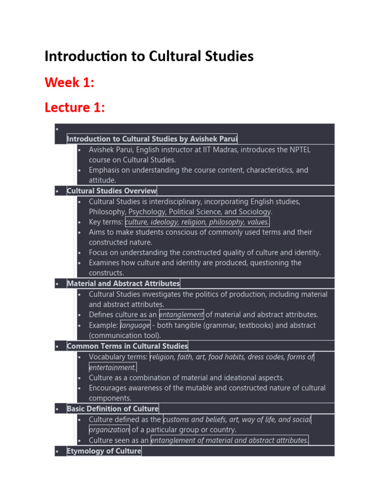 Introduction To Cultural Studies | PDF | Postmodernism | Discourse